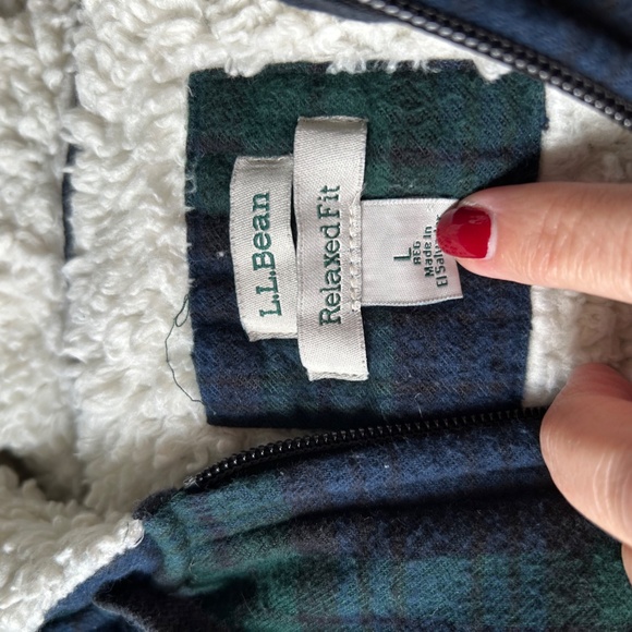 LL Bean Hooded Scotch plaid Flannel & Fleece Women's zippered jacket, size L - Picture 4 of 10